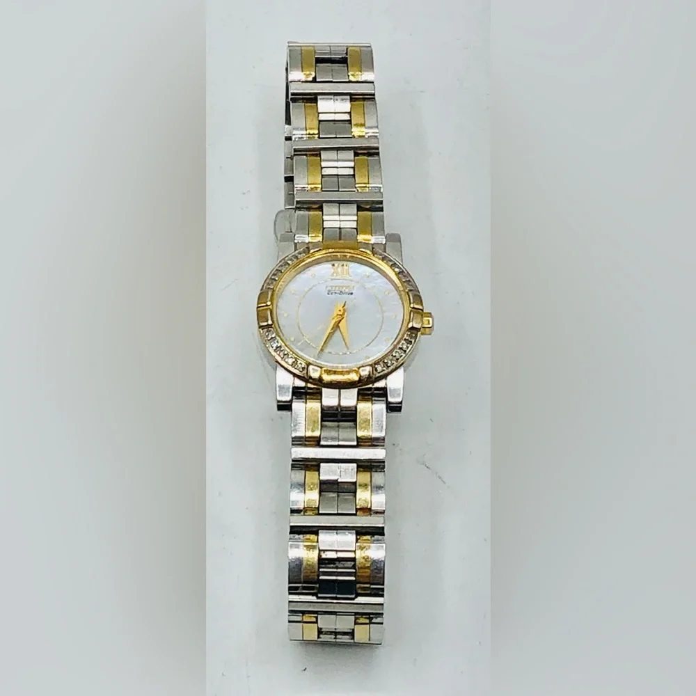 Citizen Eco-Drive Ladies Watch Two-Tone Diamond Accent MOP Dial